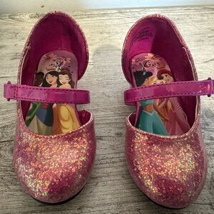 Disney Girls' Pink Glitter Mary Jane Dress Shoes with Princess Insole
